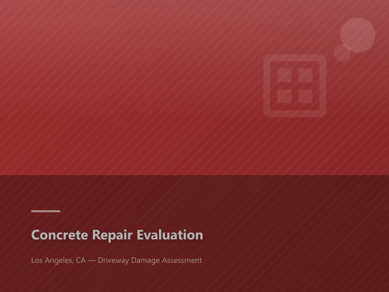 Concrete repair evaluation on a cracked and damaged driveway in Los Angeles, California